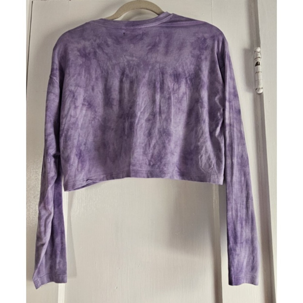 NWT MYA NU‎ tie dye purple crop long sleeve Tee womans M - Picture 2 of 6